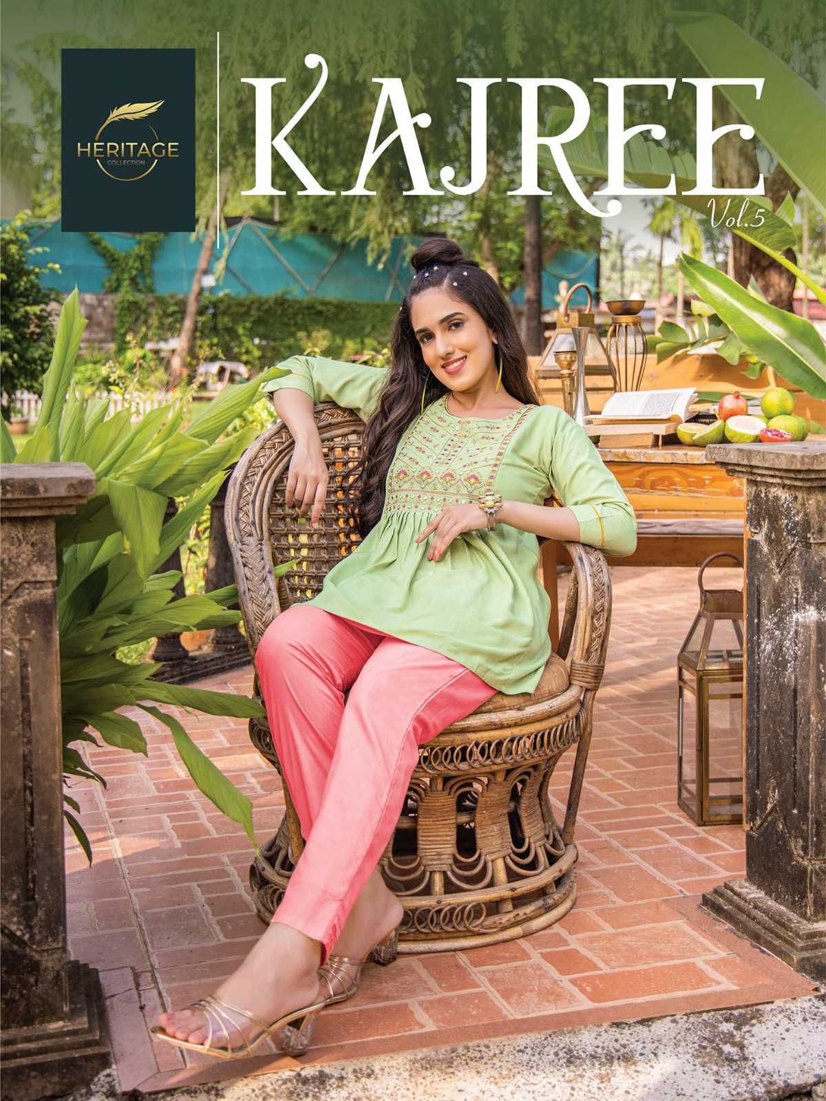 heritage kajree vol 5 designer fullstitch short kurti with embroidery work
