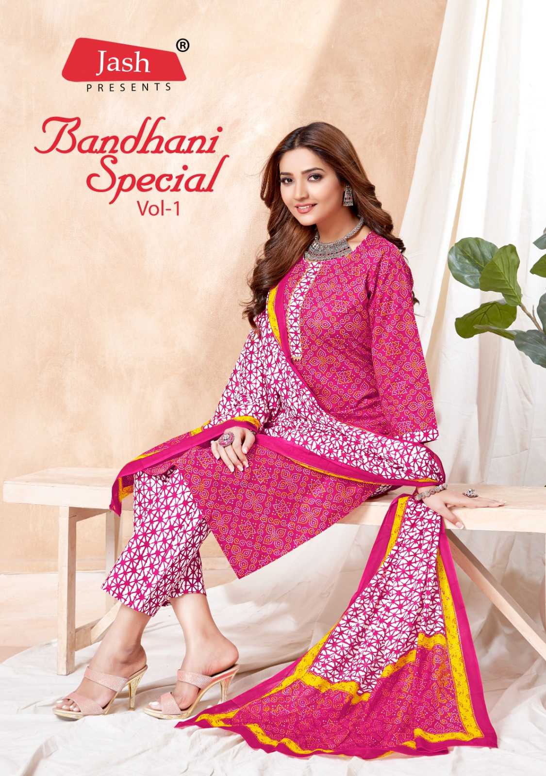jash present bandhani special vol 1 readymade cotton comfy wear salwar kameez