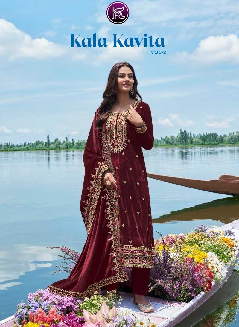 kala kavita vol 2 by kala fashion pakistani velvet winter wear 3pcs dress material
