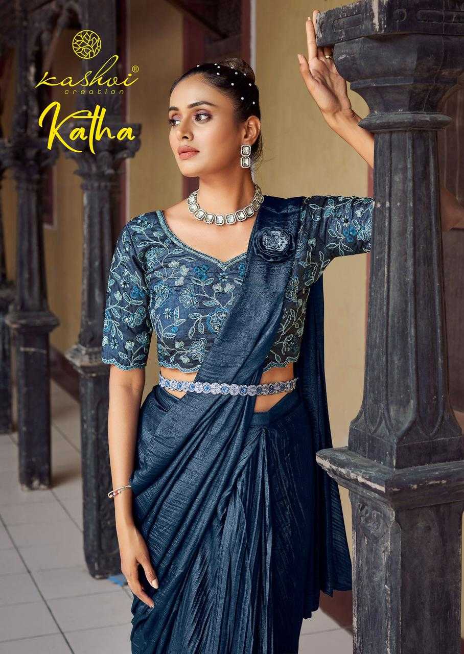 kashvi creation katha ready to wear designer saree catalog trendy collection