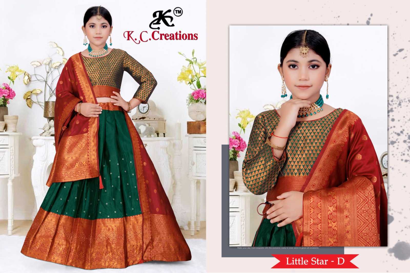 kc creation little star readymade kid collection fancy silk lehenga for occasion wear