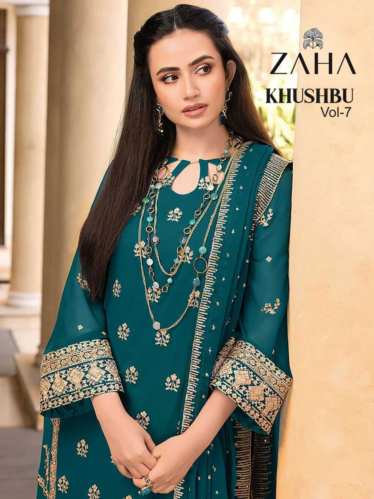 khushbu vol 7 by zaha designer pakistani unstitch salwar suit