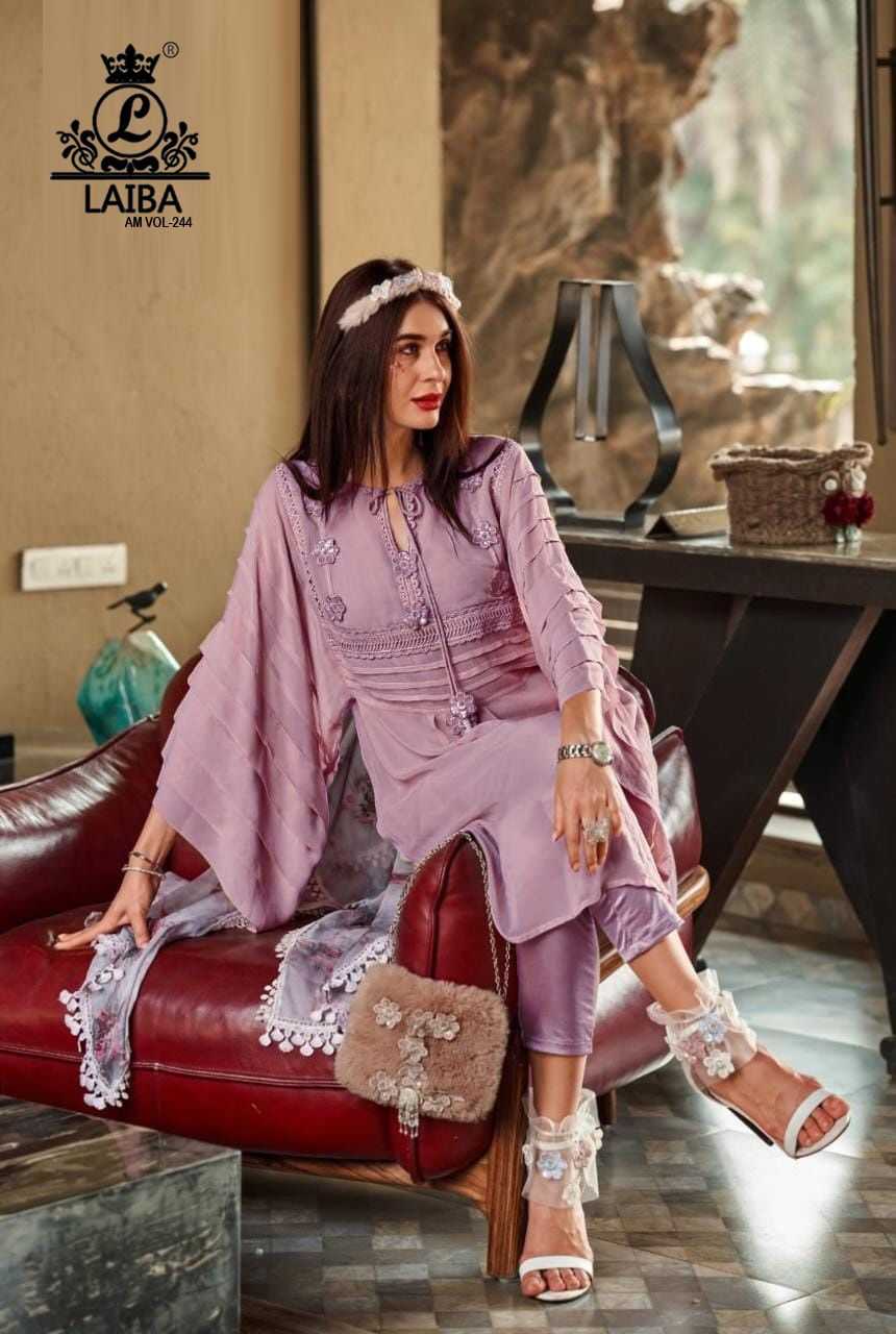 laiba am vol 244 pakistani readymade fashionable top bottom dupatta elegent collection
