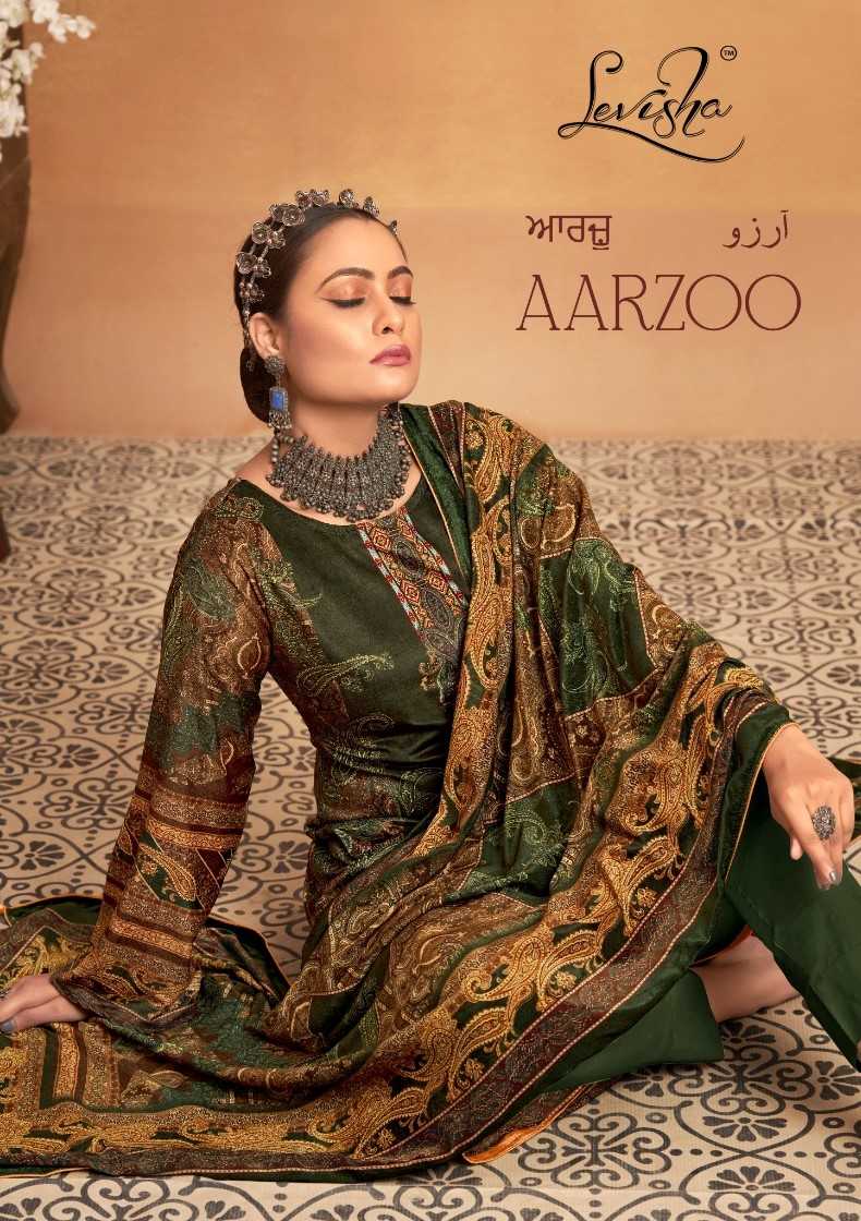 levisha aarzoo printed winter wear unstitch salwar kameez festive wear collection