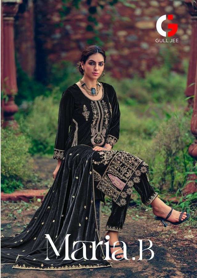 maria b by gull jee pakistani winter wear suit material with embroidery work catalog