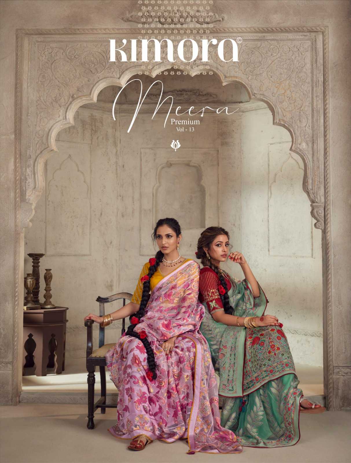 meera premium vol 13 by kimora party wear beautiful print sarees online wholesaler