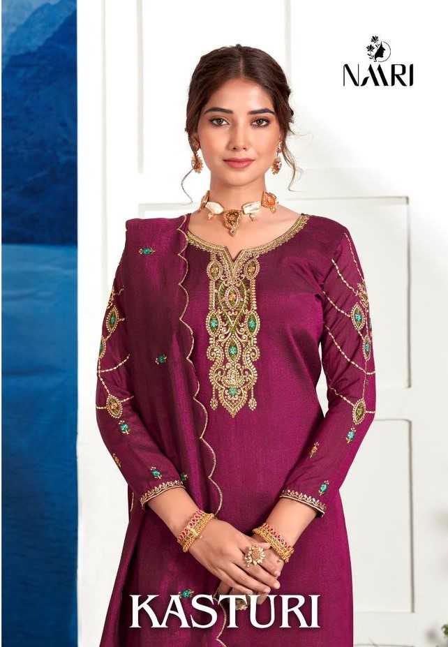 naari kasturi designer thread zari and sleev work unstitch salwar kameez