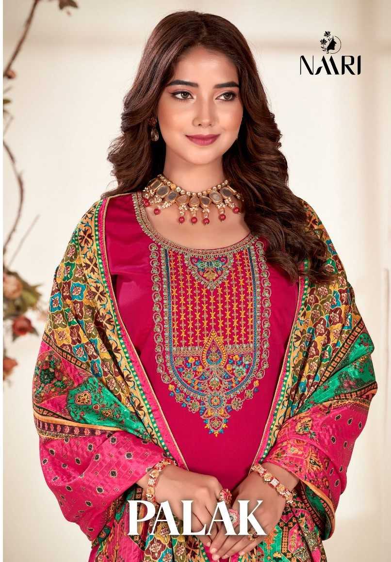 naari palak kashmiri work festive wear dress material online supplier