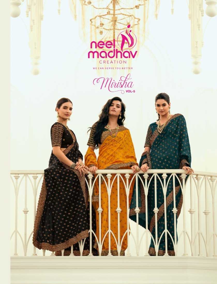 neel madhav creation mirisha vol 5 brand new silk saree collection for diwali occasion