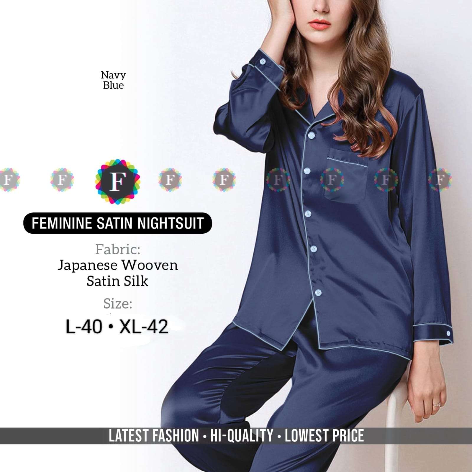 pr feminine satin full sleeve nightsuit comfortable shirt and pajama collection 