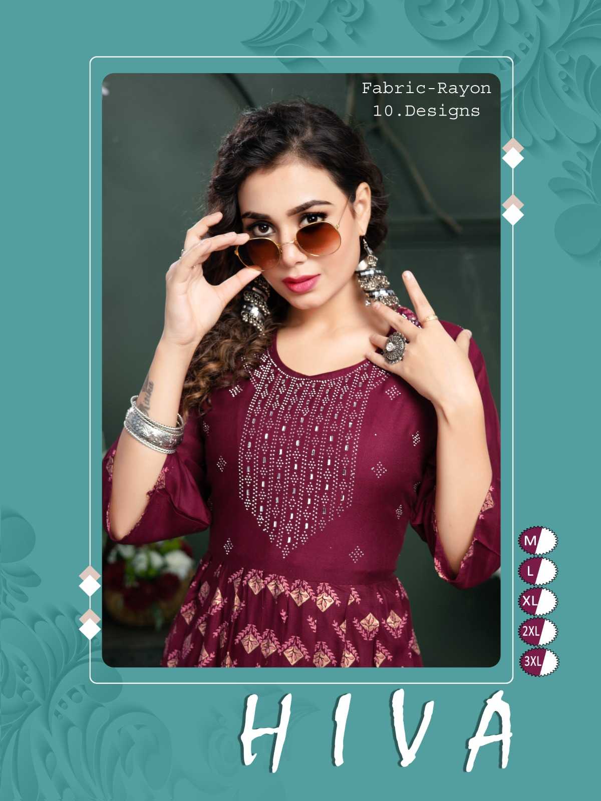 pr hiva rayon fullstitch fancy flair kurti 