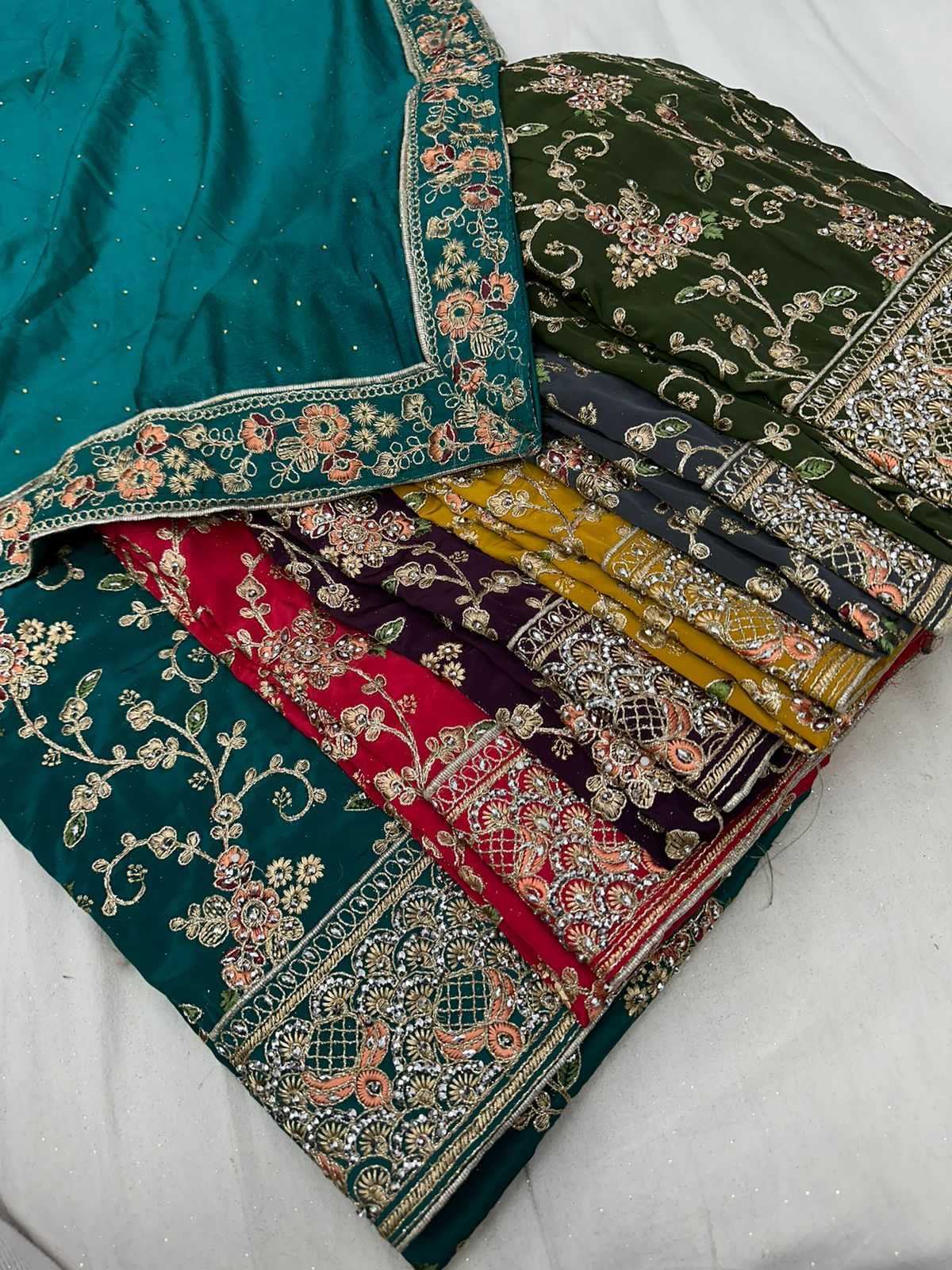 pr hybrid designer beautiful heavy crape suit material catalog