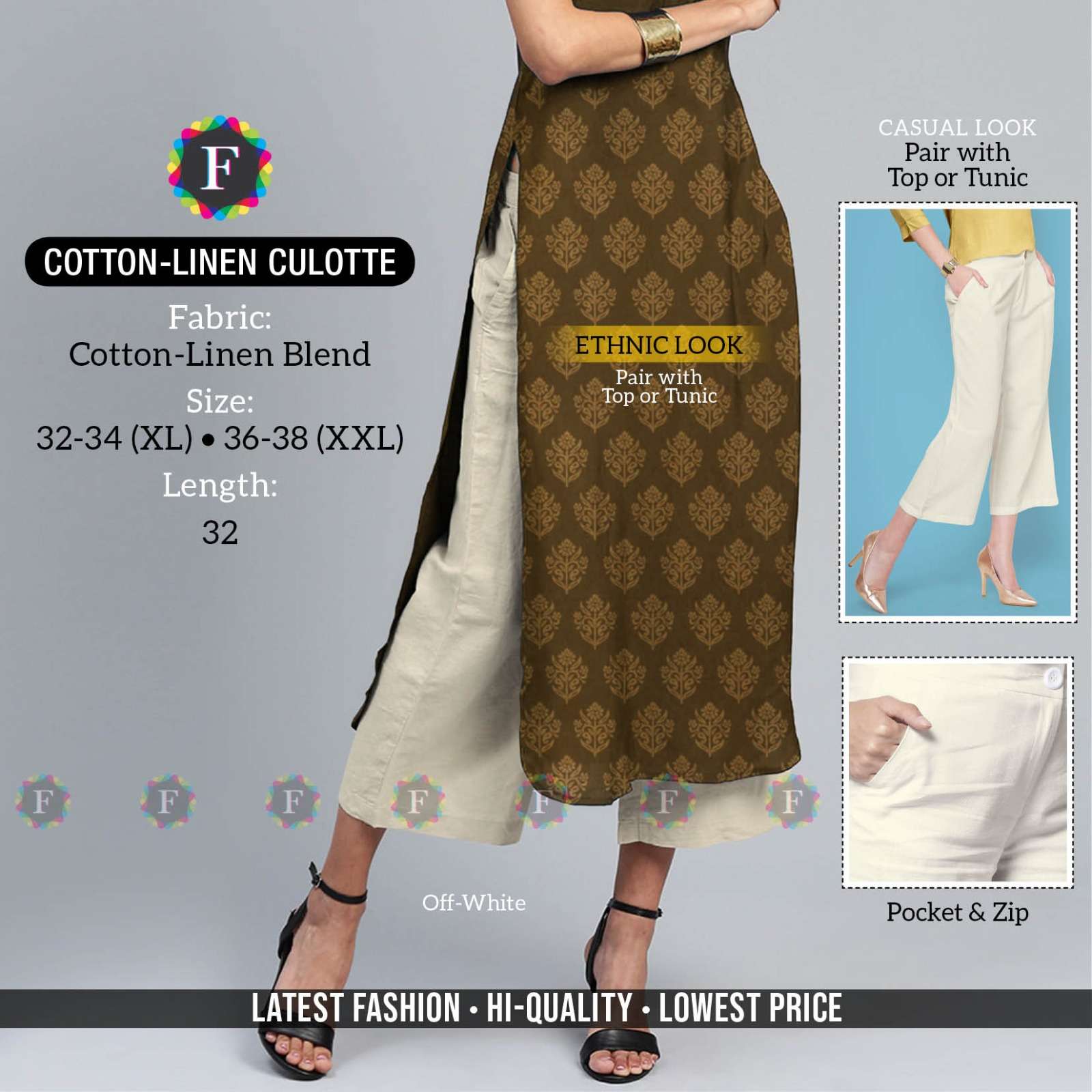 Pr Linen Culotte Cotton Linen Western Wear Collection