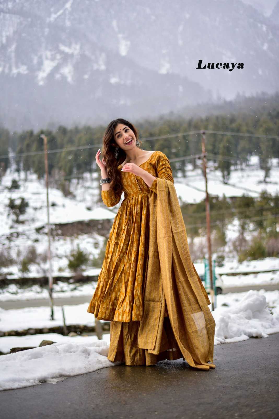 pr lucaya vol 15 readymade occasion wear beautiful fancy kurti plazo dupatta set in plus sizes