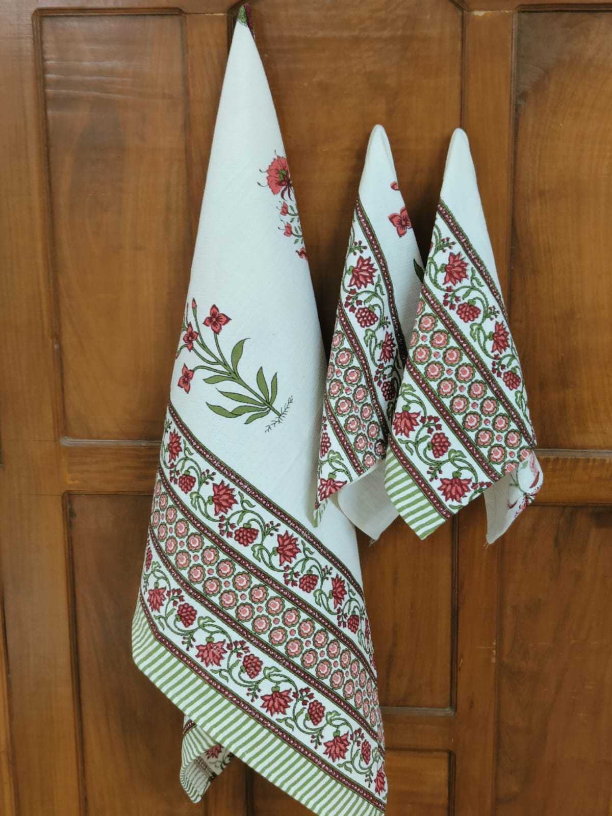 Pr new design in hand block towels cotton 3 pcs set for perfect diwali gift catalog