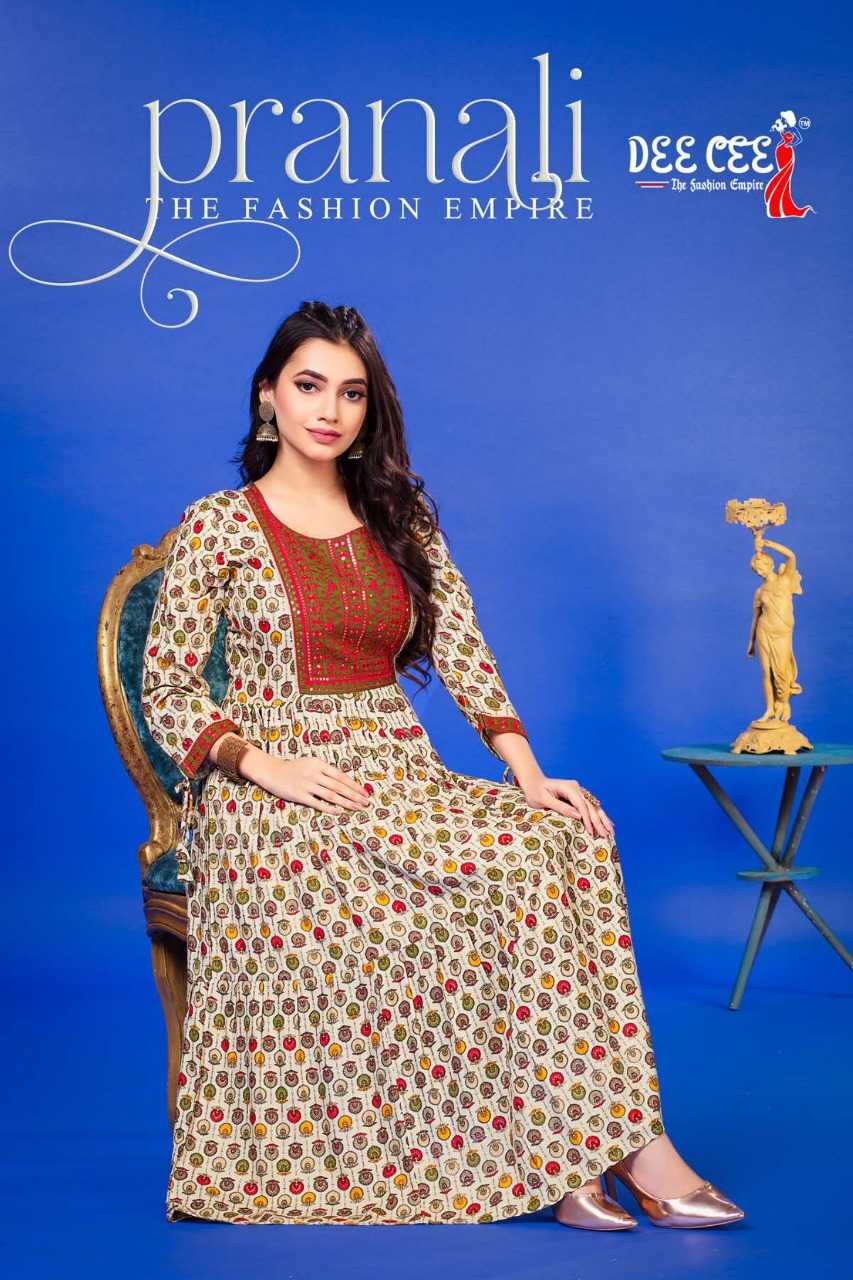 Pranali by dee cee flair long kurti readymade collection for festive wear