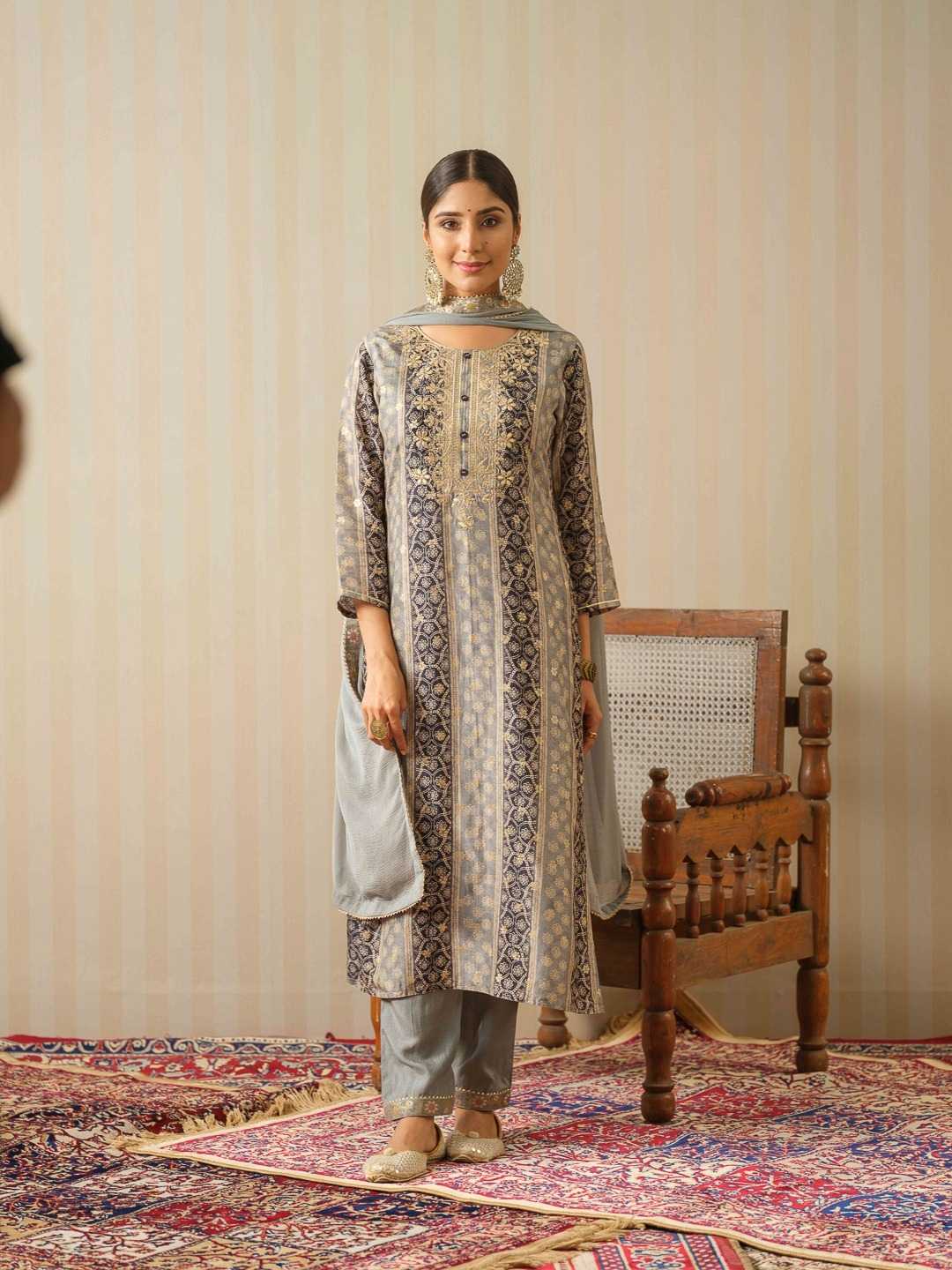 psyna 2347 designer dola silk readymade salwar kameez combo set