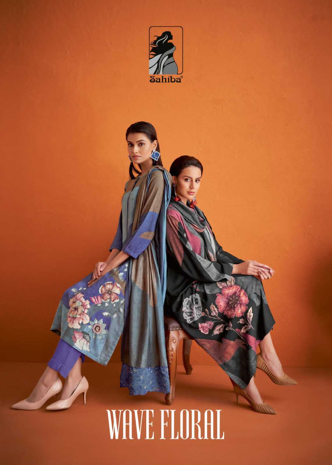 sahiba present wave floral winter wear digital print salwar suit collection