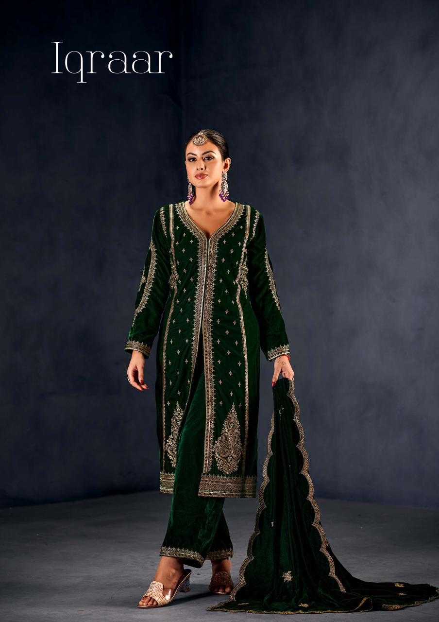 sargam prints iqraar bridal wear designer velvet winter dress material online trader