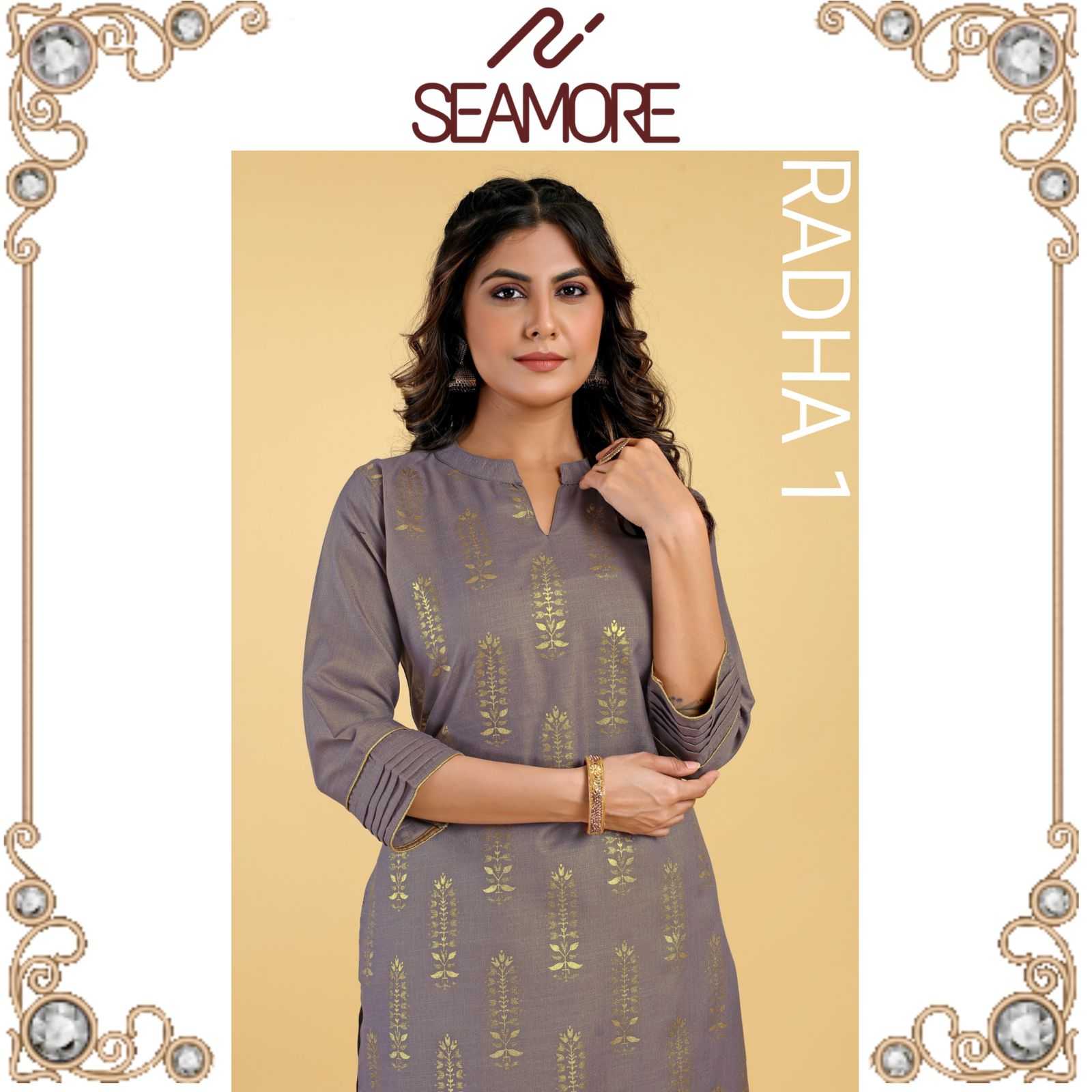 seamore radha vol 1 cotton casual wear fullstitch straight kurti with bottom