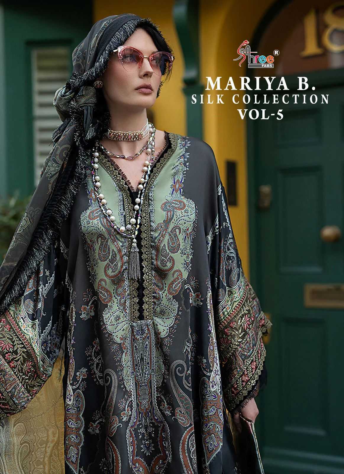shree fab mariya b silk collection vol 5 pakistani dress material with patch embroidery 