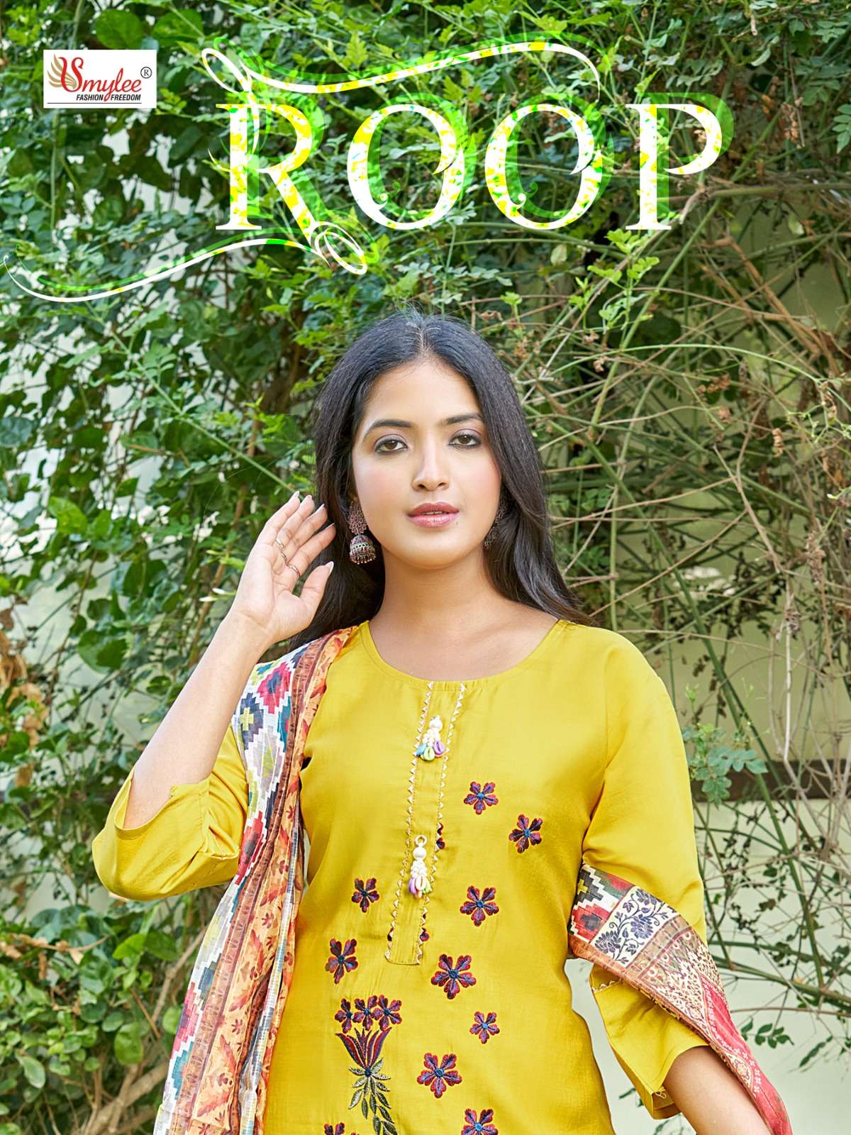 smylee present roop fancy digital embroidery straight kurti with pant and dupatta 3 peice set catalog