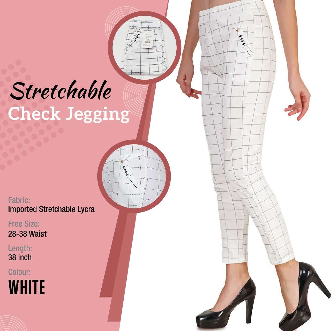Stretchable Checks Jegging Bottom Wear Ladies Collection
