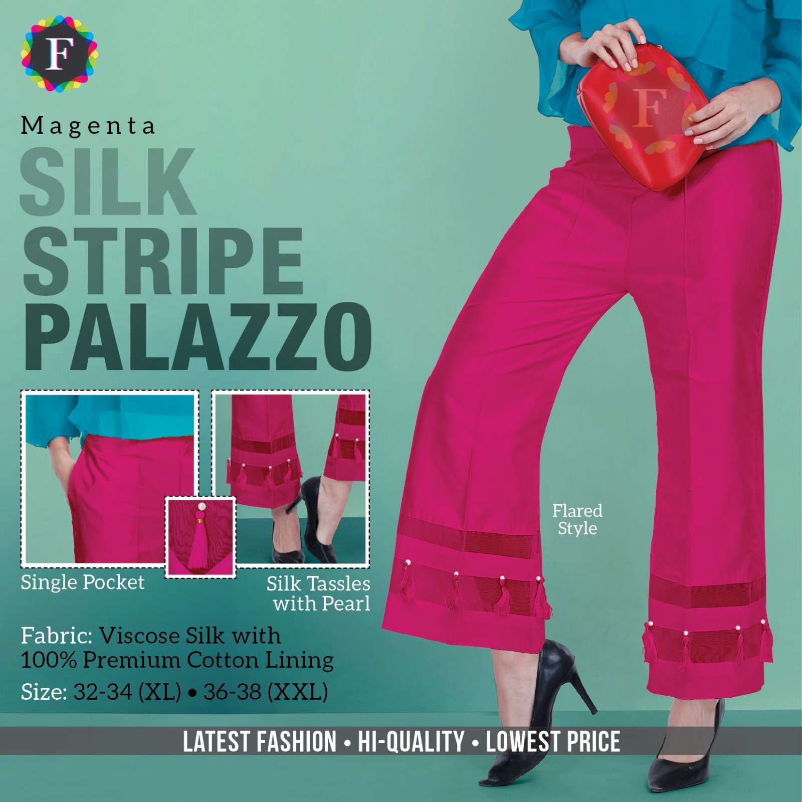 Stripe Silk Palazzo Cotton Silk Palazzo Bottom Collection