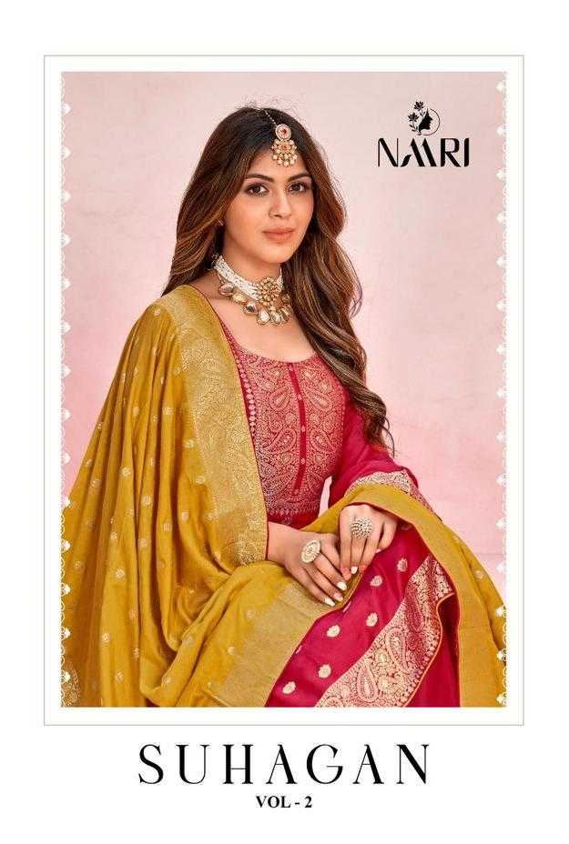 suhagan vol 2 by naari festive wear viscose muslin jacquard salwar kameez material 