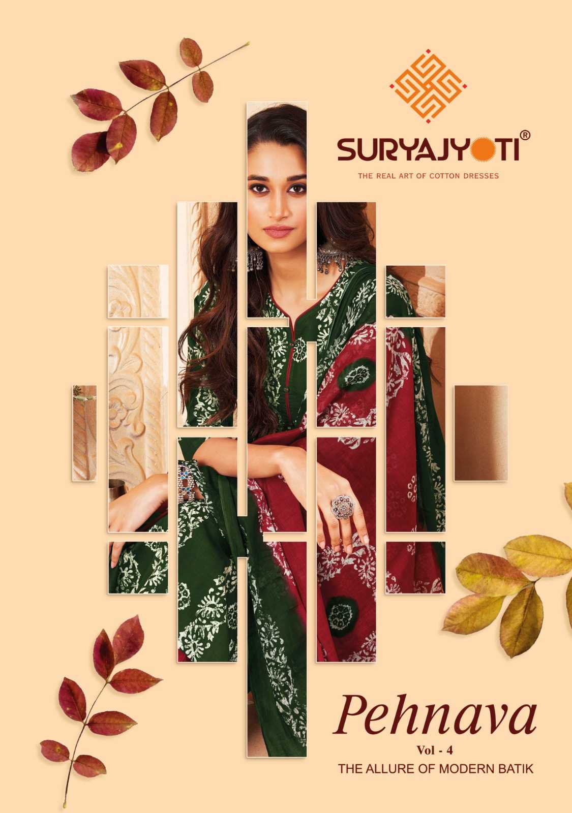 suryajyoti pehnava vol 4 cotton casual wear batik print fullstitch 3 pcs set