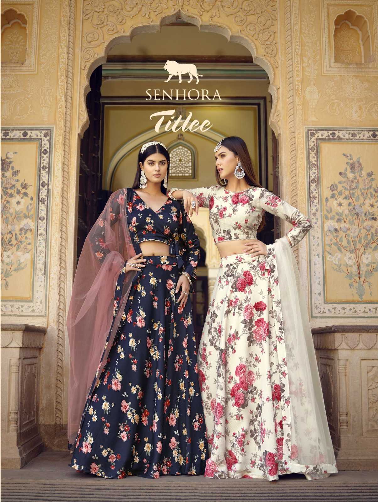 titlee by senhora beautiful traditional stitch lehenga with unstitch blouse with dupatta collection