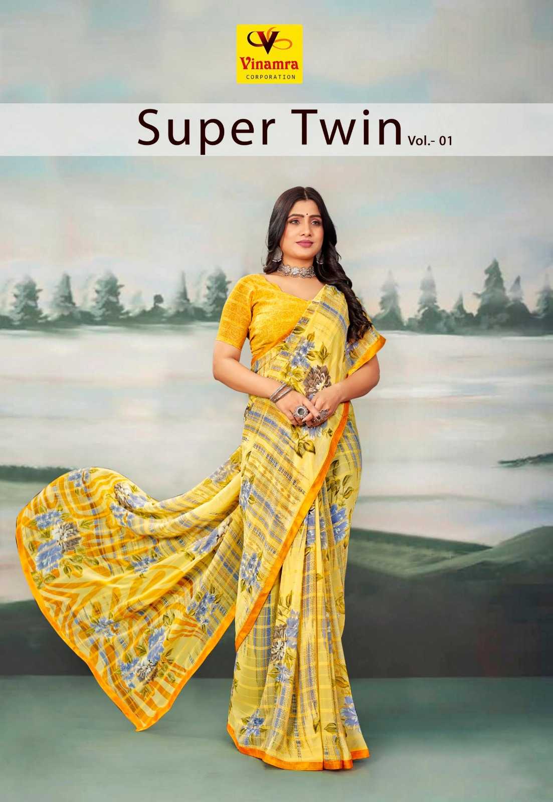 vinamra super twin vol 1 fancy synthetic sarees collection