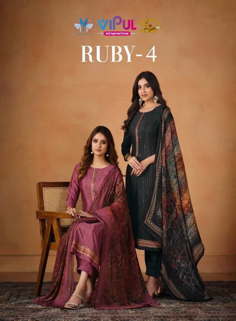 vipul fashion present ruby vol 4 swarovski beautiful work salwar kameez material