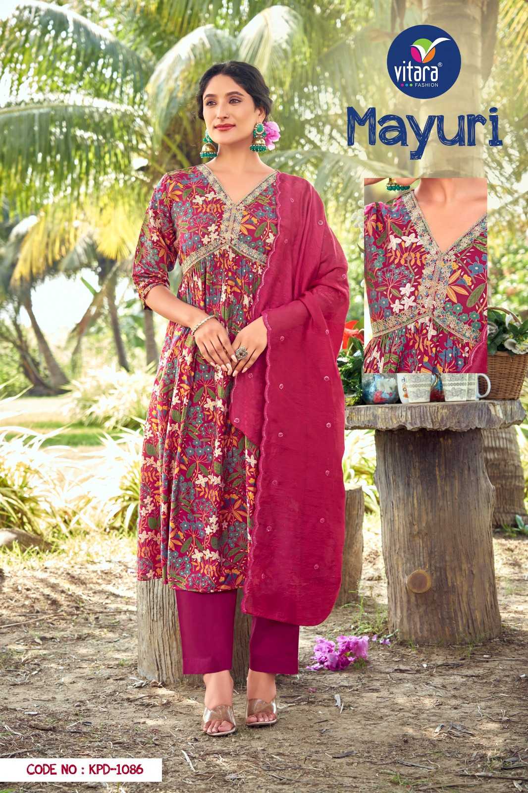vitara fashion mayuri fancy alia style kurti pant and dupatta combo set