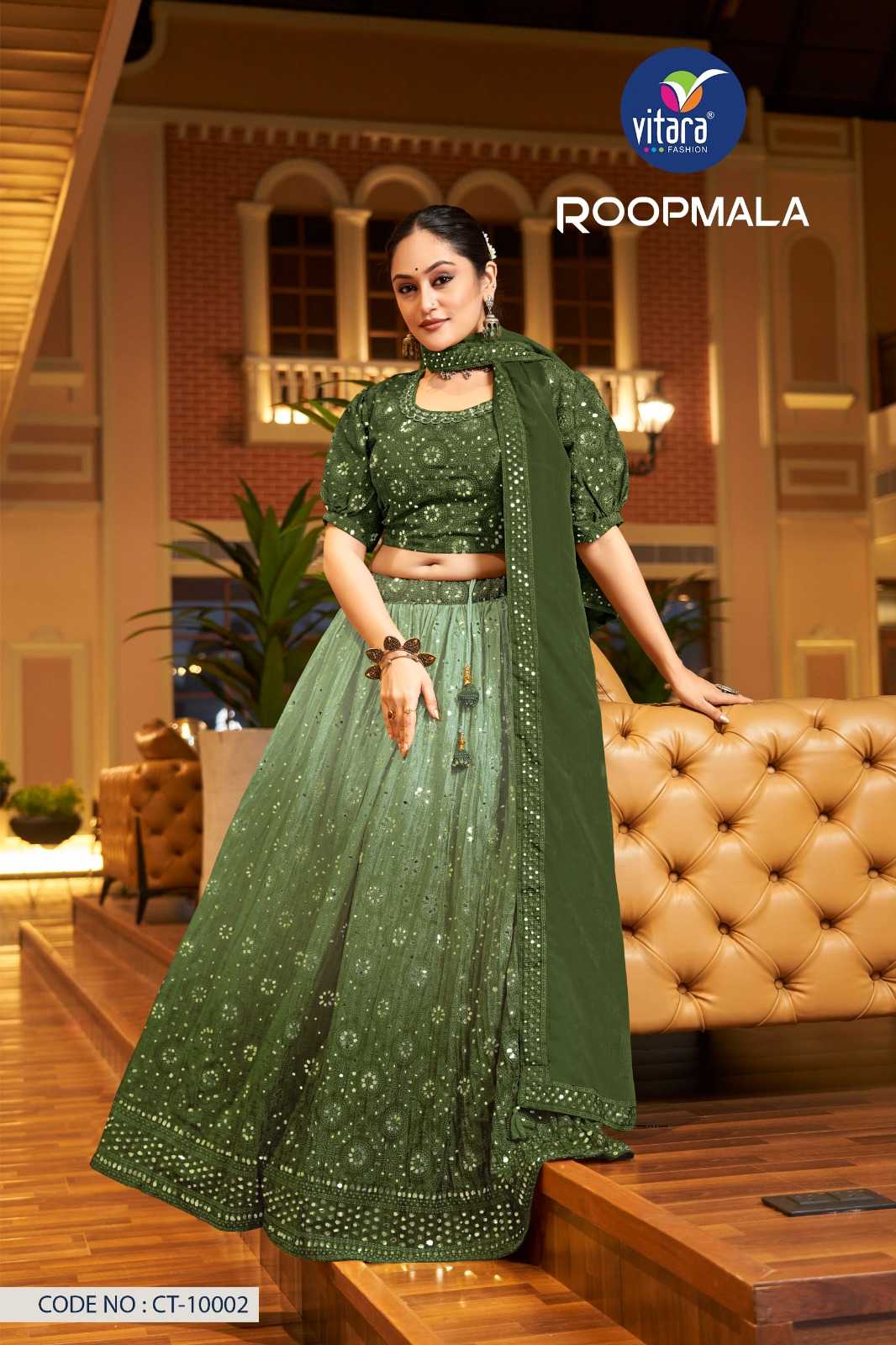 vitara fashion roopmala festive wear designer stitch long gown with dupatta combo set