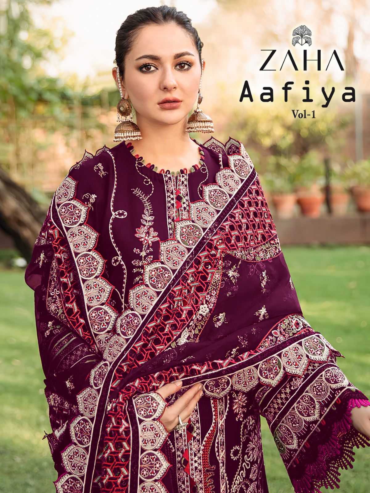 zaha aafiya vol 1 10220 hits color winter wear pakistani concept salwar kameez material