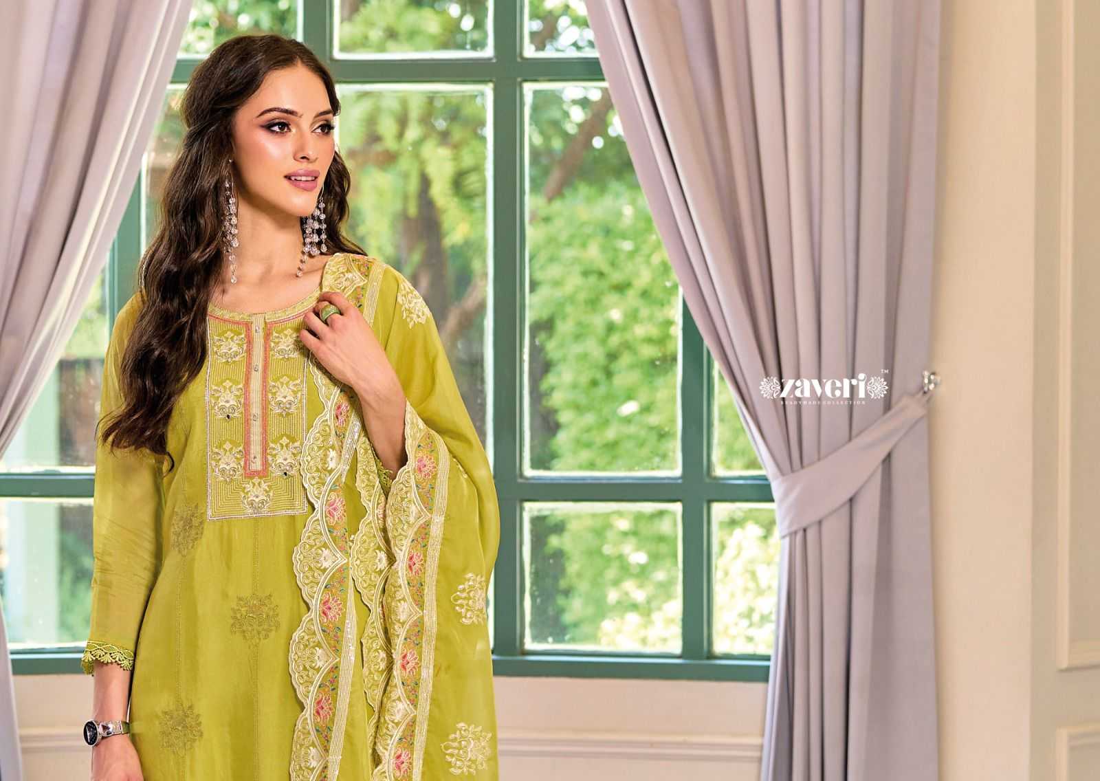 zaveri present glory unique design readymade top bottom dupatta set