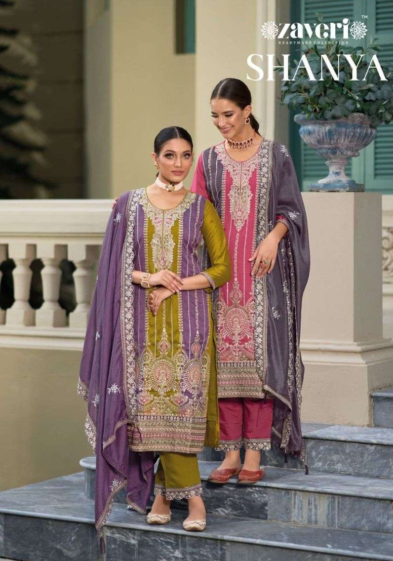 zaveri present shanya pakistani designer kurti with pant and dupatta catalog