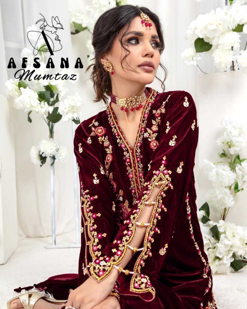 afsana mumtaz readymade pakistani velvet winter designer 3pcs combo set
