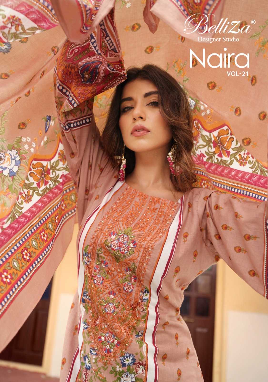 belliza designer naira vol 21 pakistani cotton fancy dress material