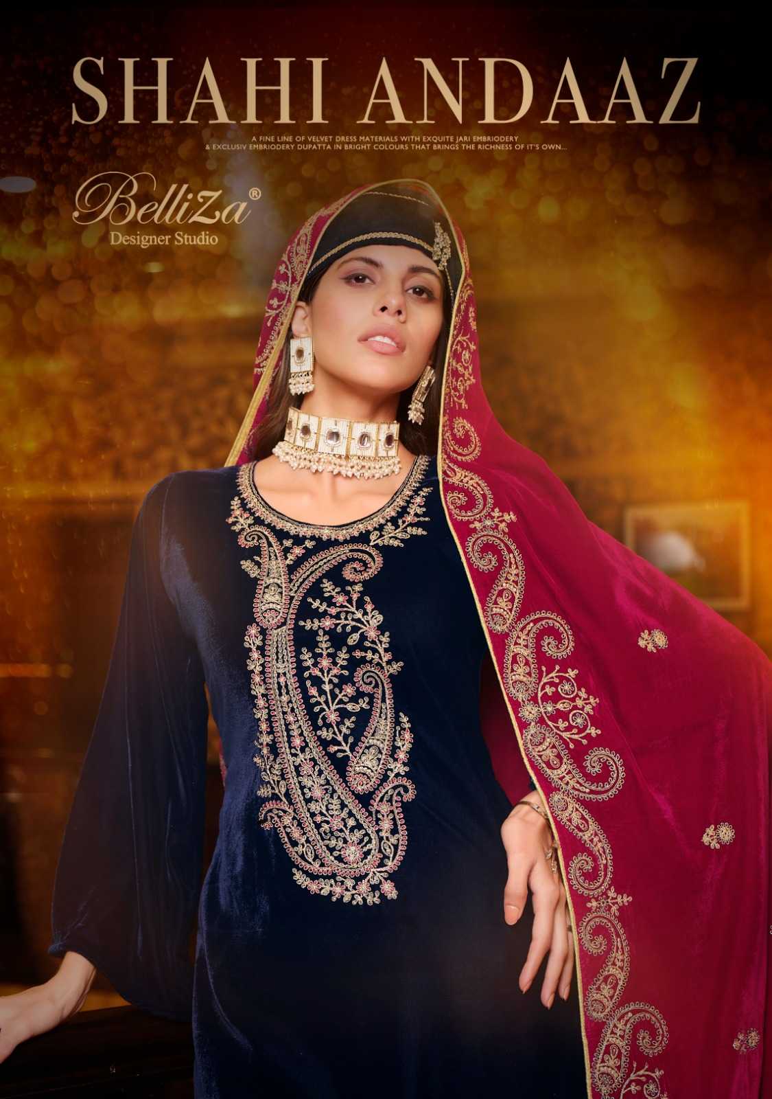 belliza designer shahi andaaz pakistani velvet winter dress material