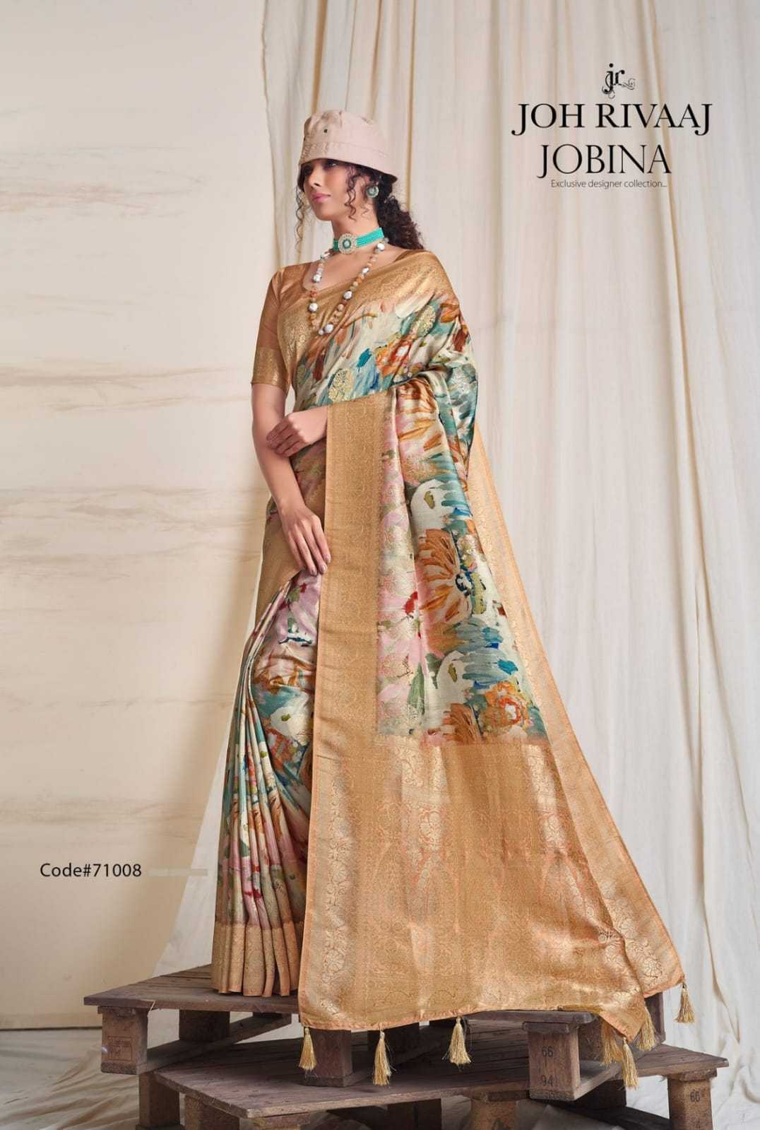 joh rivaaj jobina 71001-71009 fancy party wear saree for occasion catalog