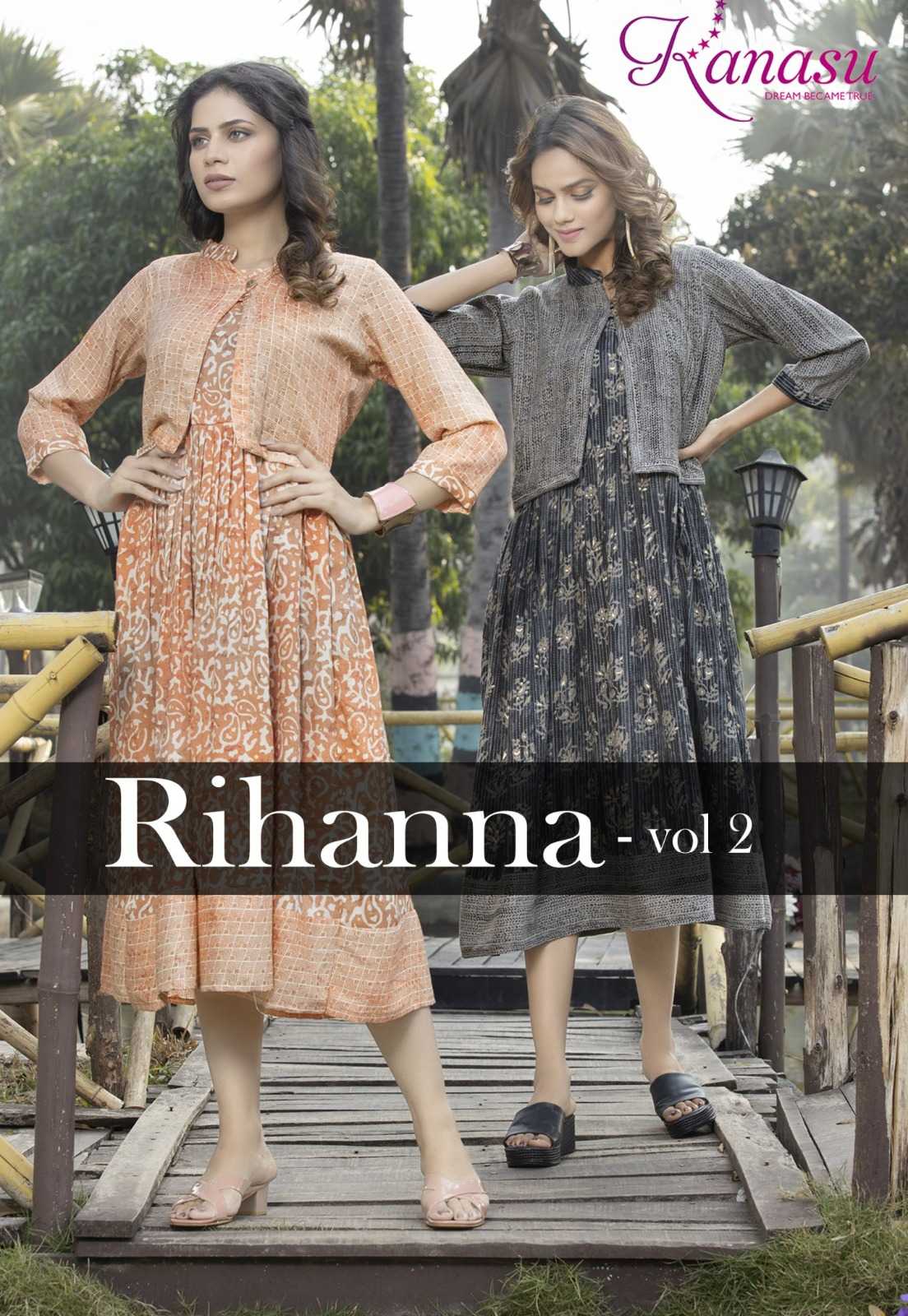 kanasu rihanaaa vol 2 readymade stylish flair kurti with jacket catalog