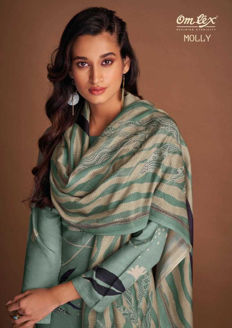 omtex molly pashmina winter wear unstitch salwar kameez with silkina dupatta