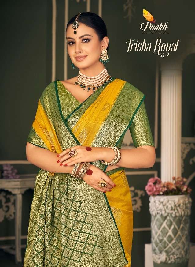pankh trisha royal 7901-7909 self weaving design occasion wear sarees catalog 