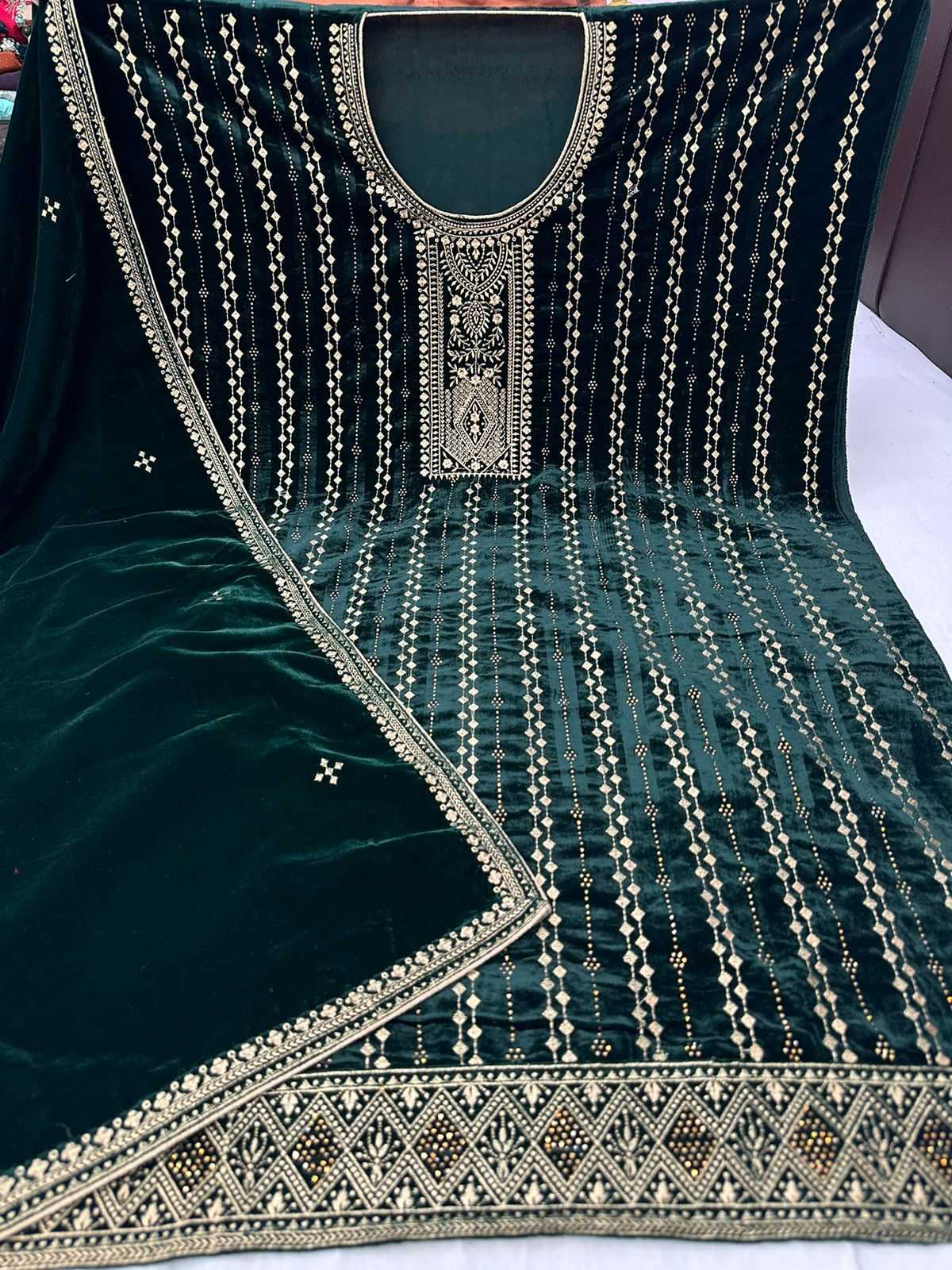 pr excel designer velvet winter occasion wear dress material