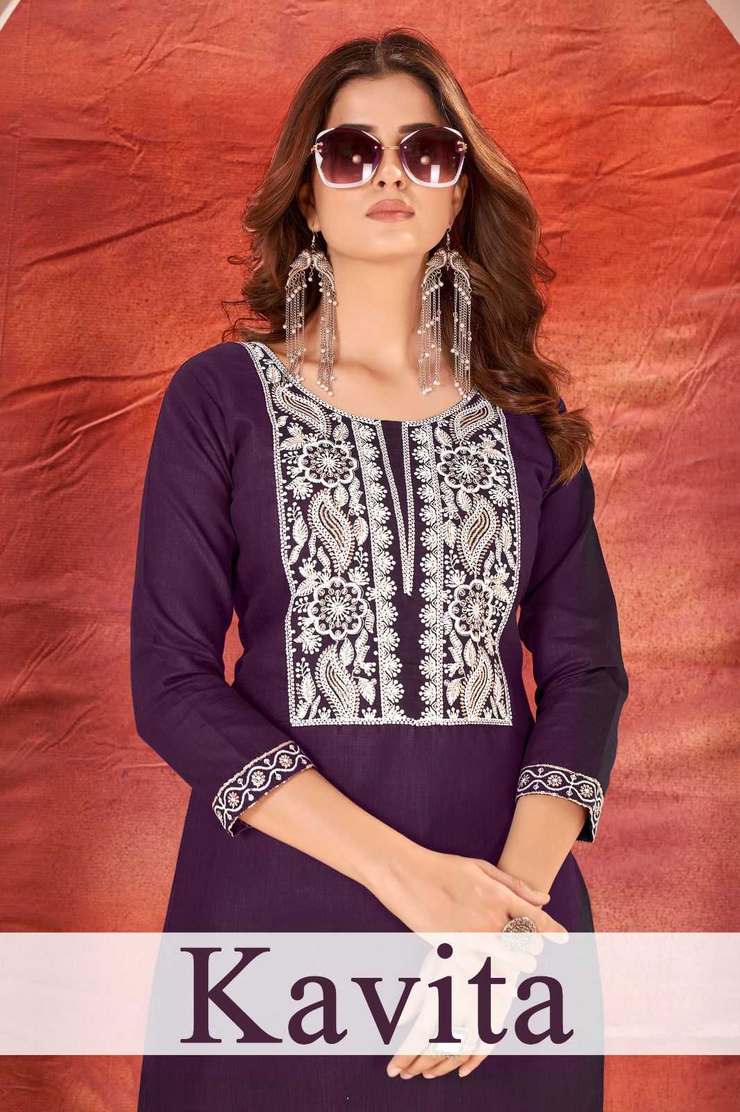 pr kavita stitch fancy cotton white embroidery ladies kurti in plus sizes