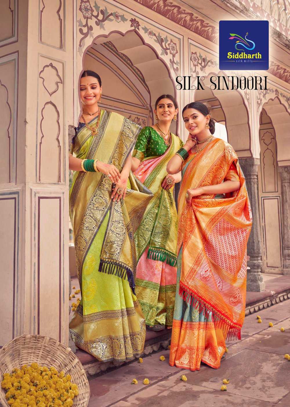 siddharth silk mills silk sindoori beautiful festive wear sarees wholesaler