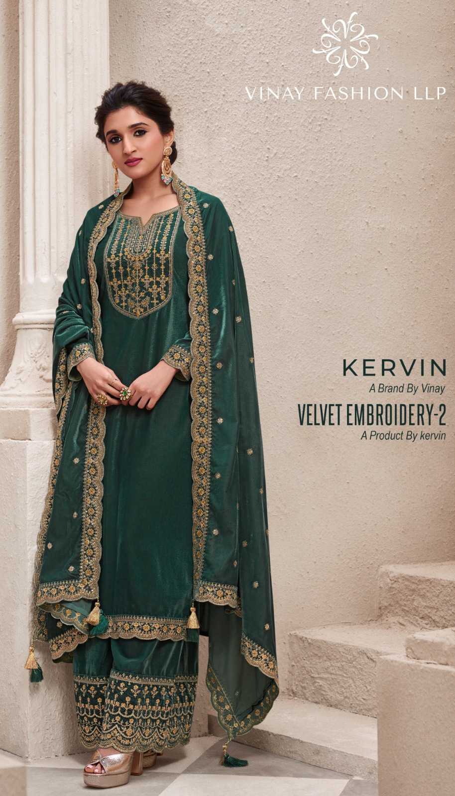 vinay fashion kervin velvet embroidery vol 2 designer winter dress material