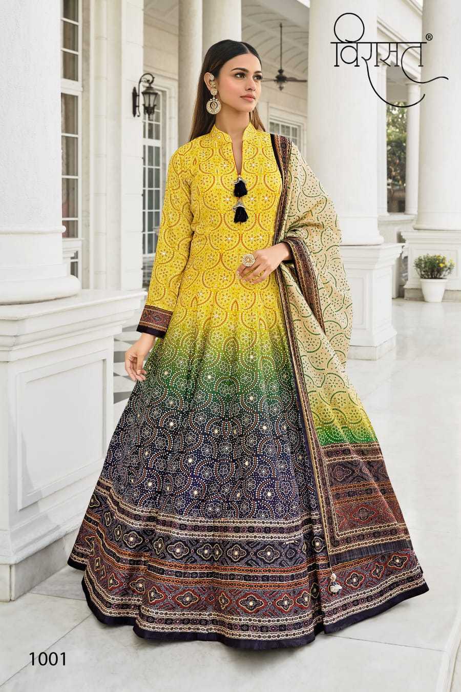 virasat morepinch nx readymade bandhani print gown with dupatta catalog